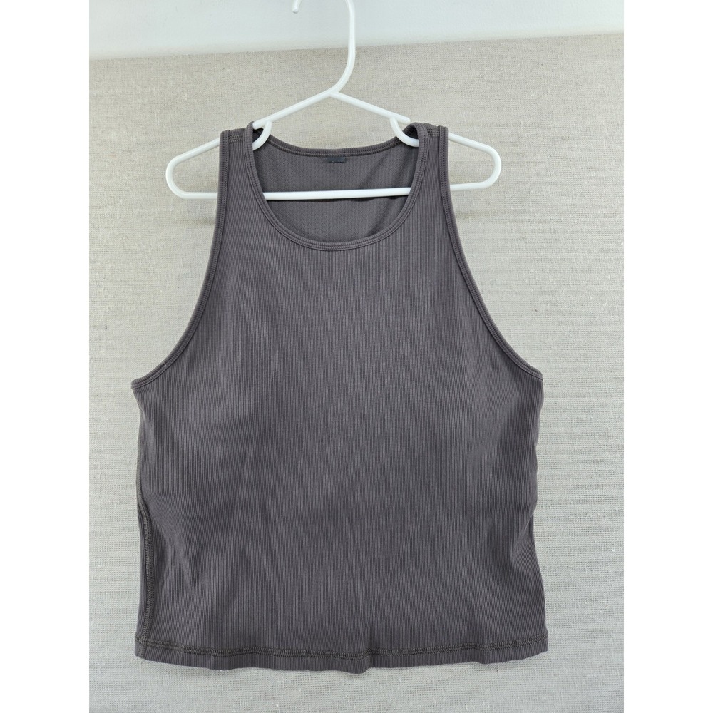 Vuori Pose Plyo Rib Tank Top Built In Bra Gray Size Large VW1009